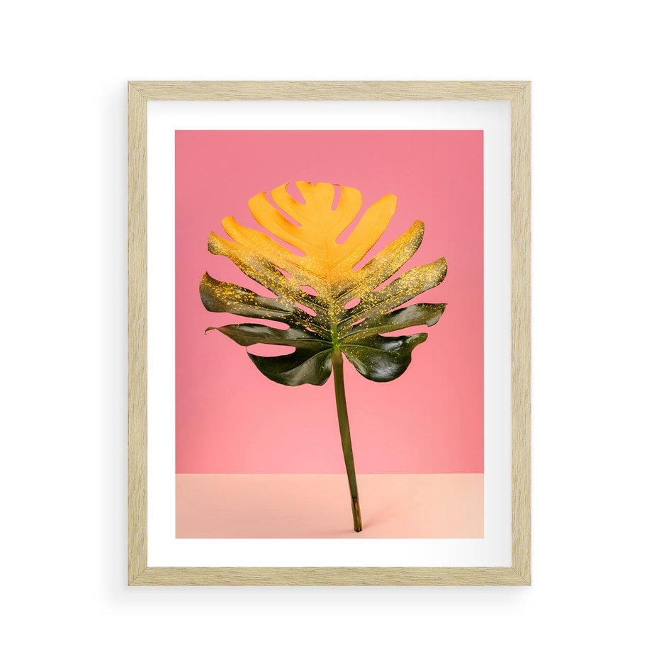 Plakat w ramie 40x50 - Majestatyczna monstera - monstera, liść - rama drewno
