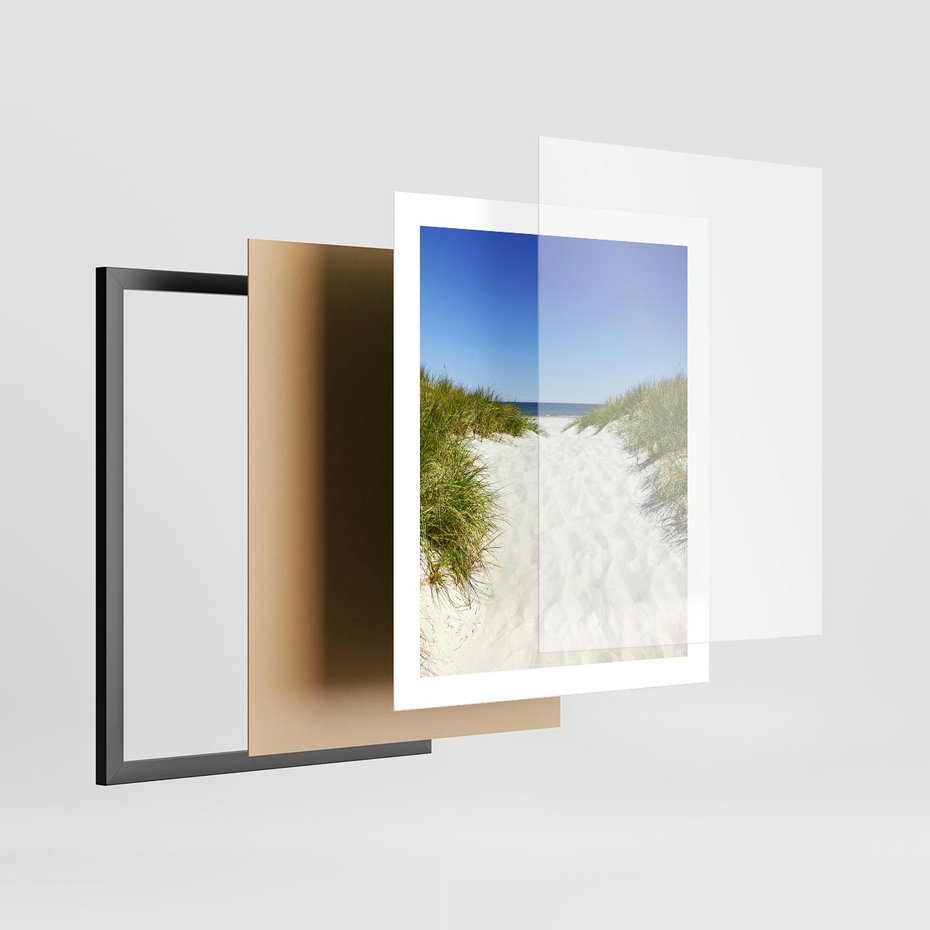 Plakat w ramie 40x50 - Relaks nad Morskimi Wzgórzami - plaża, wydmy - rama czarna