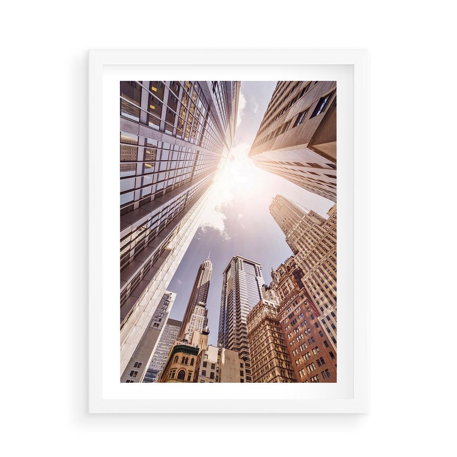 Plakat w ramie 50x70 - Oczami artysty - miasto, perspektywa - rama biała