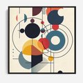 Obraz w ramie 50x50 - Rozbijające Barwne Granice - abstrakcyjna geometryczna kompozycja, koła linie - rama czarna