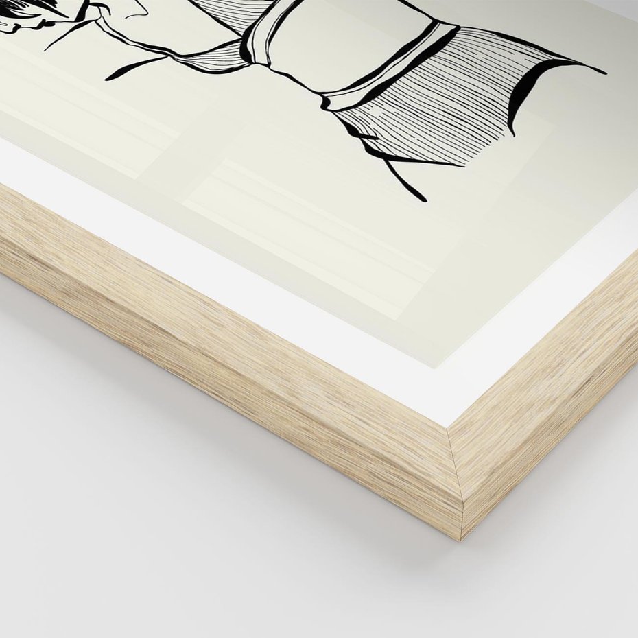 Plakat w ramie 50x70 - Minimalistyczny Urok - szkic, kobieta w bieliźnie - rama drewno