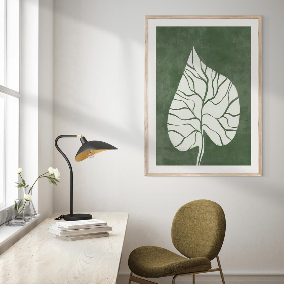 Plakat w ramie 40x50 - Migotliwe Wnętrze Zieleni - zielony plakat, roślinne motywy - rama drewno