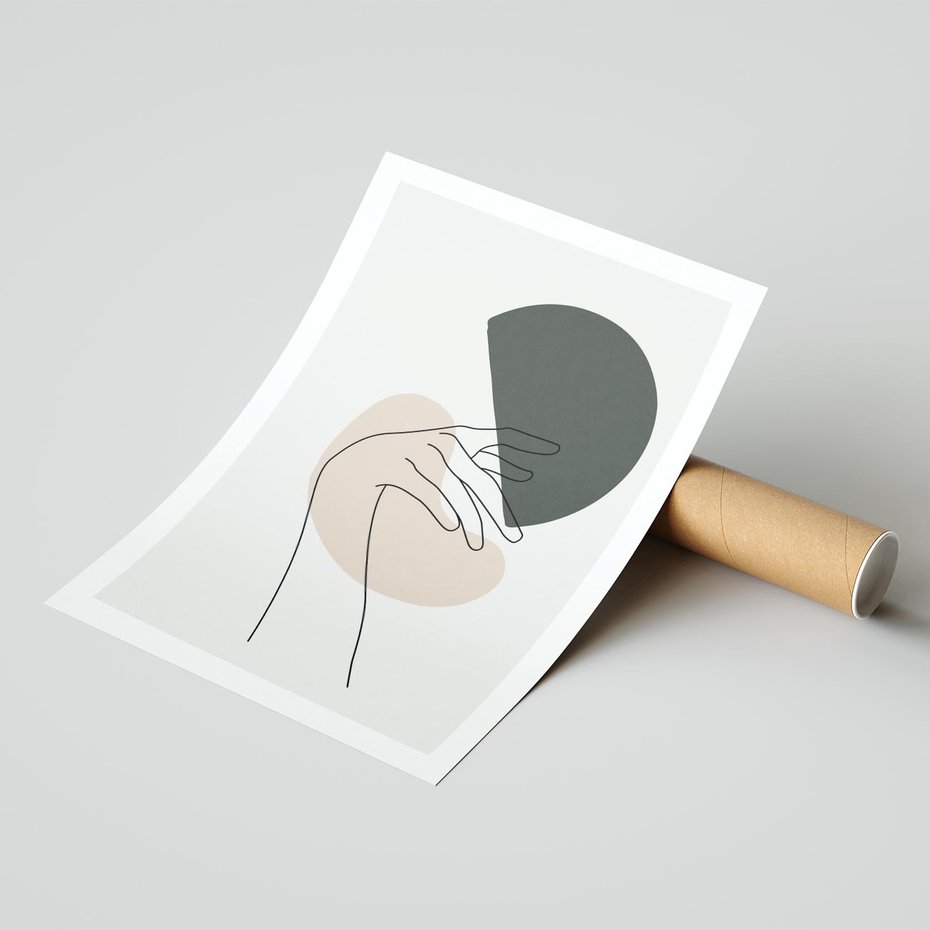 Plakat bez ramy 21x30 - Przenikające Kształty - szkic jedną linią, one line