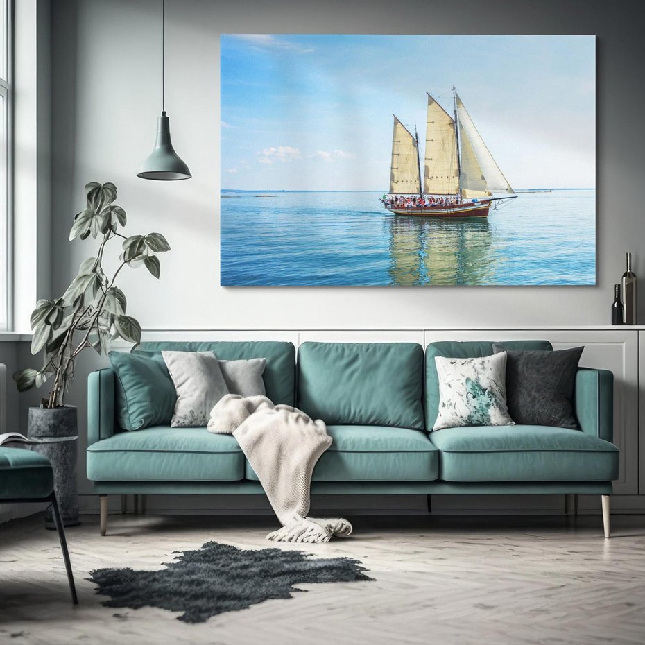 Obraz na płótnie 120x80 - Żaglowiec na morzu - statek, żagowiec