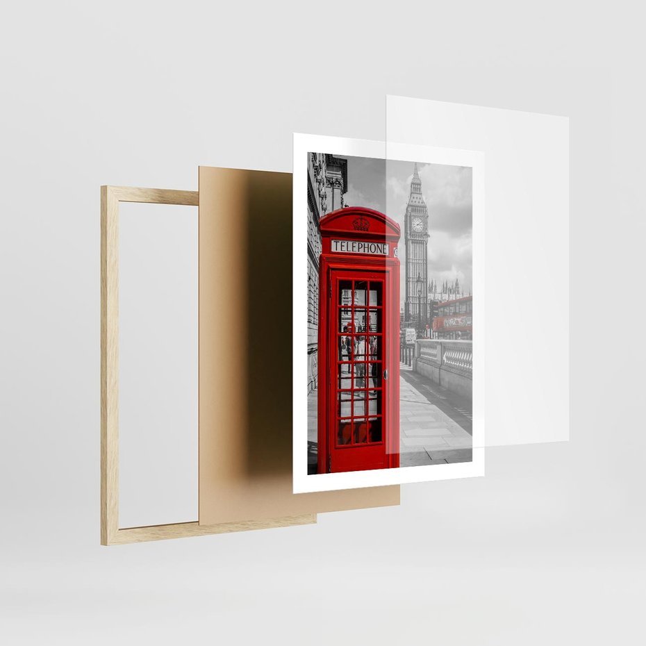 Plakat w ramie 50x70 - Budka w Londynie - Londyn, budka - rama drewno