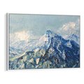 Obraz w ramie 100x70 - Majestat Błękitnych Szczytów - olejny obraz, górski pejzaż - rama biała
