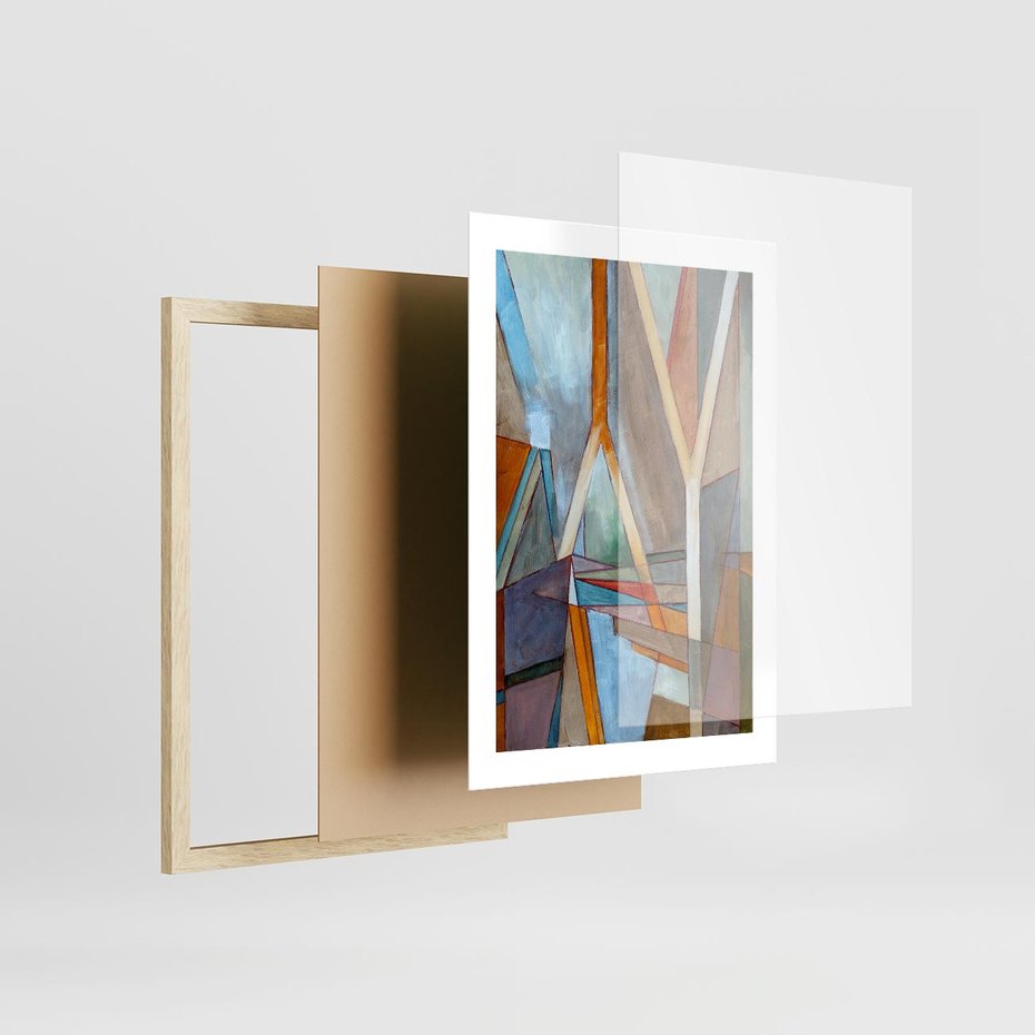 Plakat w ramie 30x40 - Geometria abstrakcji - abstrakcja, geometria - rama drewno