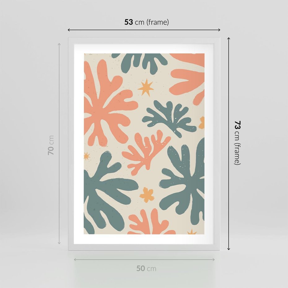 Plakat w ramie 50x70 - Boho Wybuch - boho formy, kształty - rama biała