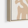 Obraz w ramie 50x50 - Eksploracja Abstrakcji - beżowa absrakcyjna kompozycja, czarny akcent - rama drewno