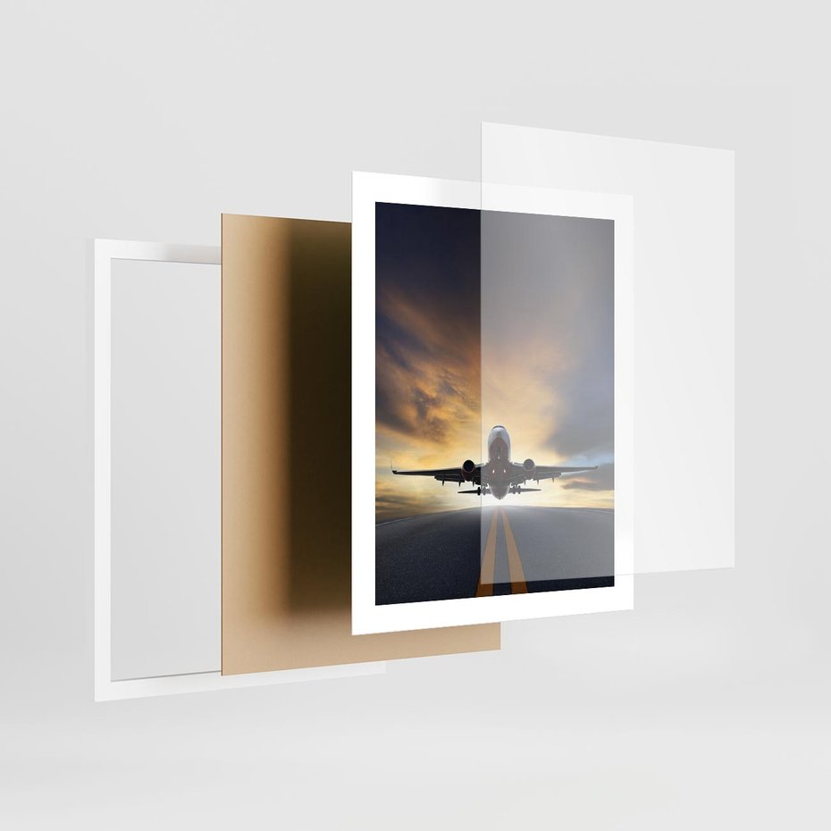 Plakat w ramie 40x50 - Podróż samolotem w pejzaż - samolot, podróż - rama biała