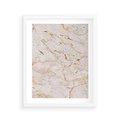 Plakat w ramie 40x50 - Beżowy Marmur i Złoto - marmur, beżowy marmur - rama biała