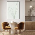 Obraz w ramie 70x100 - Zielona Równowaga Linii - abstrakcyjne delikatne zielone linie, nowoczesny plakat - rama czarna
