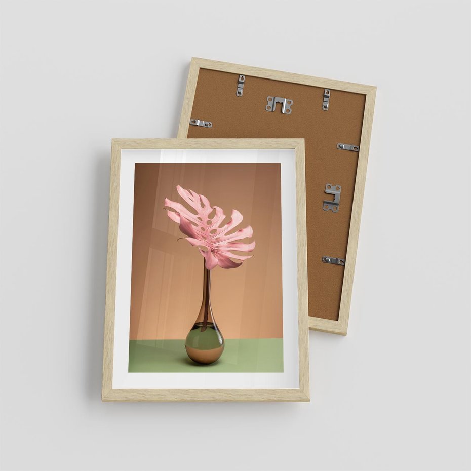 Plakat w ramie 30x40 - Wyjątkowy monstera - monstera, liść - rama drewno