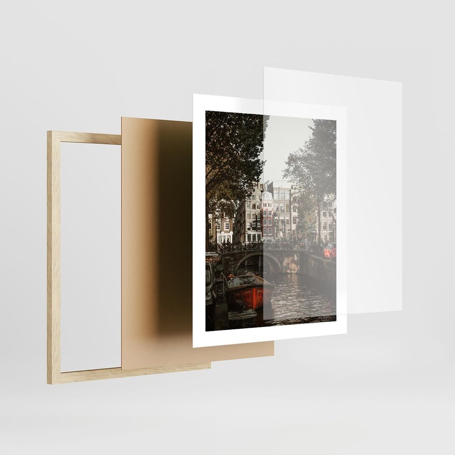 Plakat w ramie 40x50 - Jesienne Uroki Holandii: Kanały i Most - Holandia, kanały - rama drewno