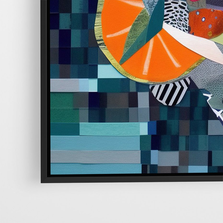 Obraz w ramie 70x100 - Migocące Widoki Harmonii - abstrakcyjny obraz, jak picasso - rama czarna