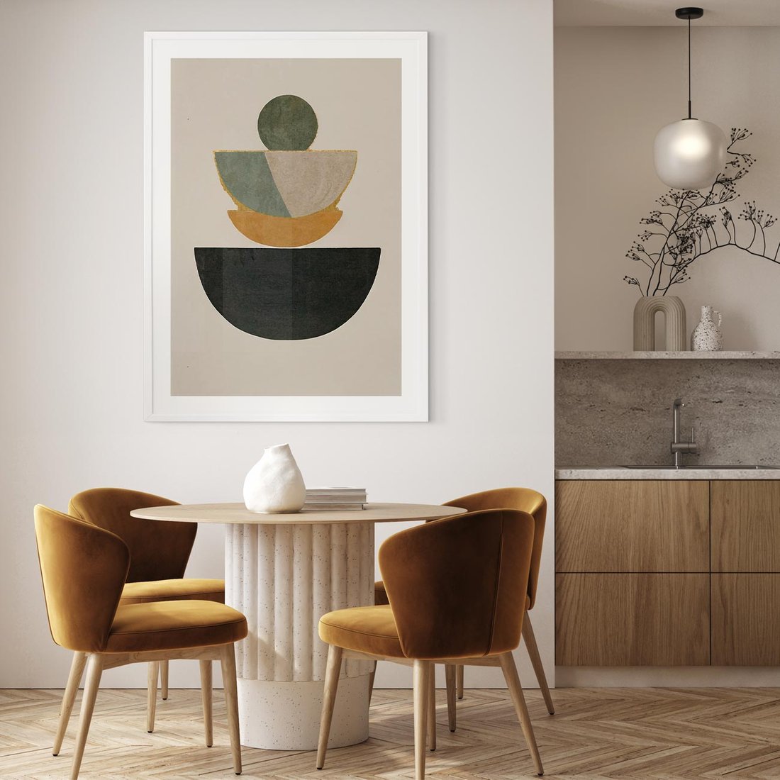 Plakat bez ramy 40x50 - Podróżne Refleksyjne Odbicia - abstrakcyjny obraz, kolory ciepłe