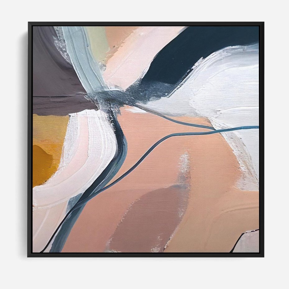 Obraz w ramie 50x50 - Ścieżki Emocji - abstrakcja, farby olejne - rama czarna