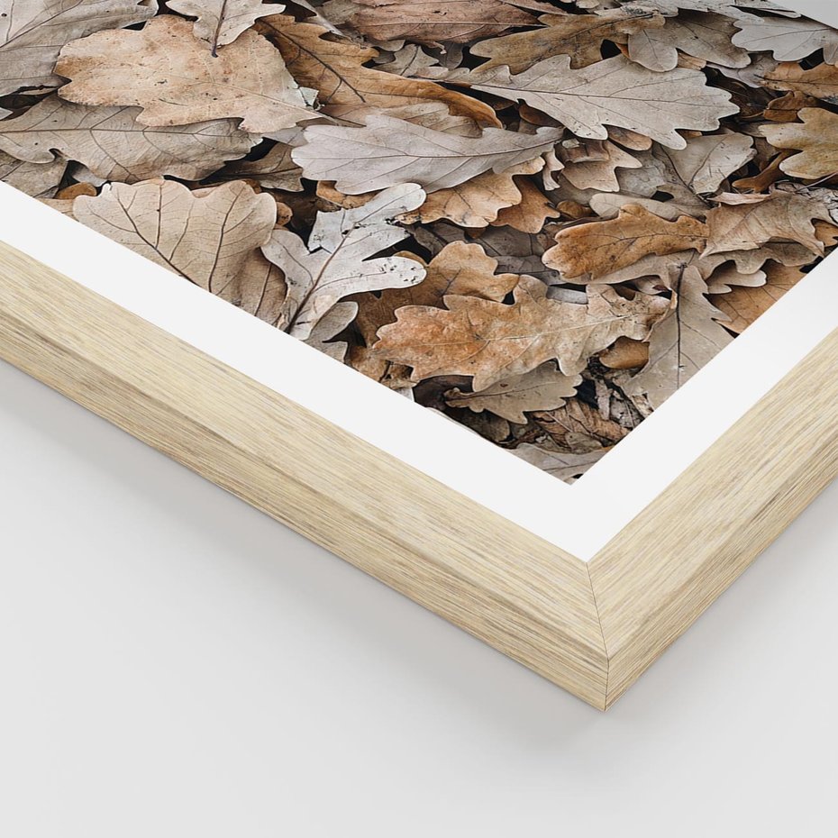 Plakat w ramie 30x40 - Nostalgiczny Pejzaż - suche liście, jesień - rama drewno
