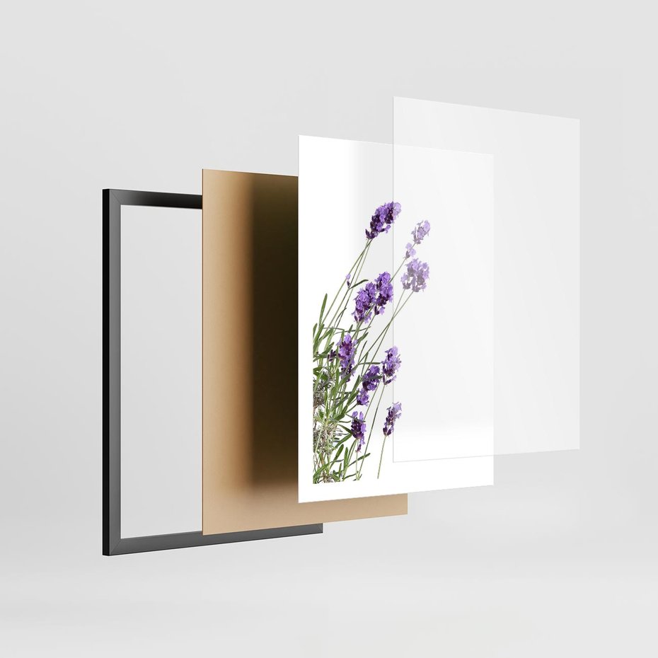 Plakat w ramie 50x70 - Delikatny Urok - lawenda, kwiaty - rama czarna