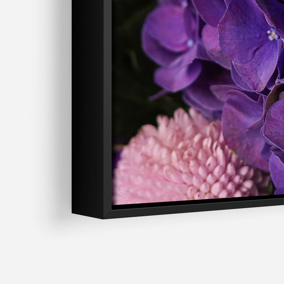 Obraz w ramie 70x100 - Fioletowa hortensja - kwiaty, hortensja - rama czarna