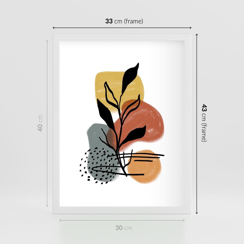 Plakat w ramie 30x40 - Energetyczne Refleksje - abstrakcja, sztuka nowoczesna - rama biała