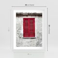Plakat w ramie 40x50 - Okno z Czerwonymi Okiennicami - stare okno, kamienica - rama biała