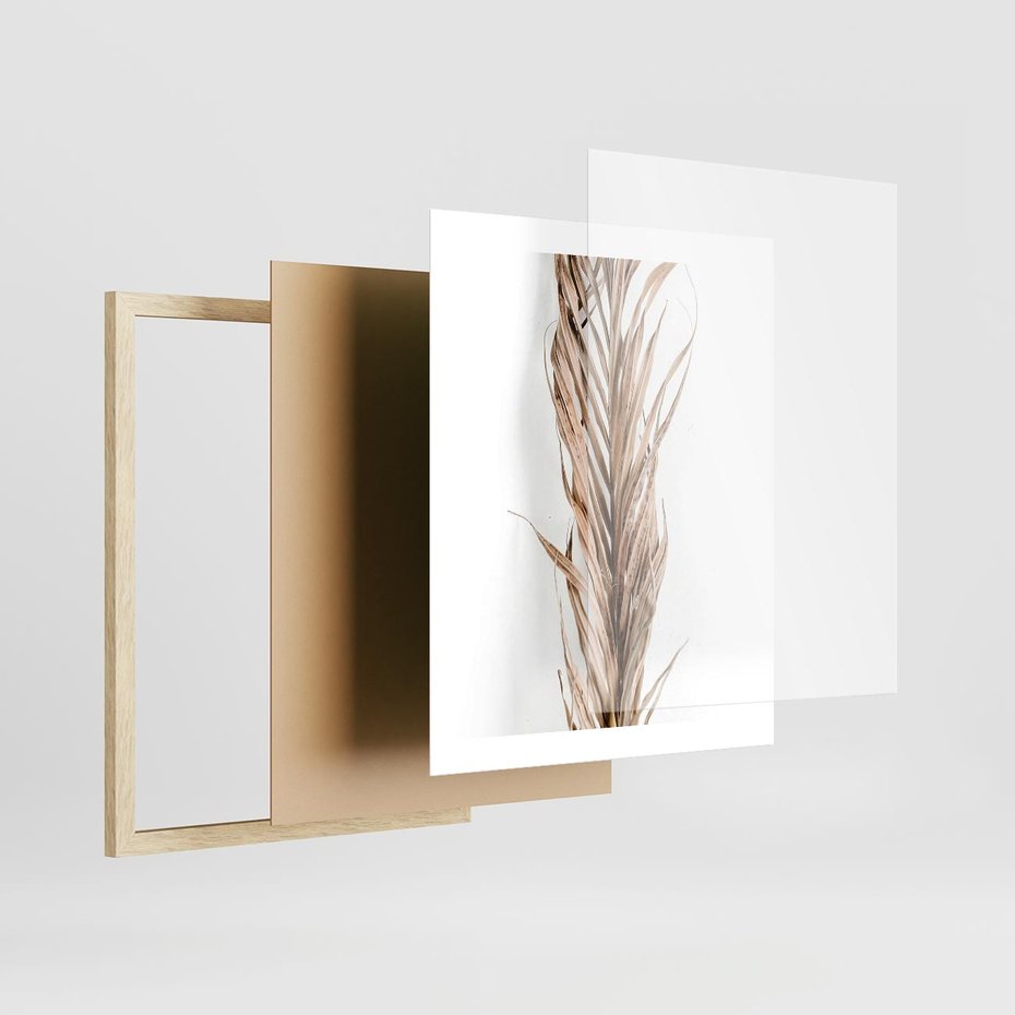 Plakat w ramie 40x50 - Minimalizm Palmowy: Sucha Uroda - sucha palma, minimalizm - rama drewno