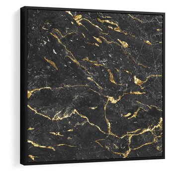 Obraz w ramie 50x50 - Egzotyczny Blask - marmur, złoto - rama czarna