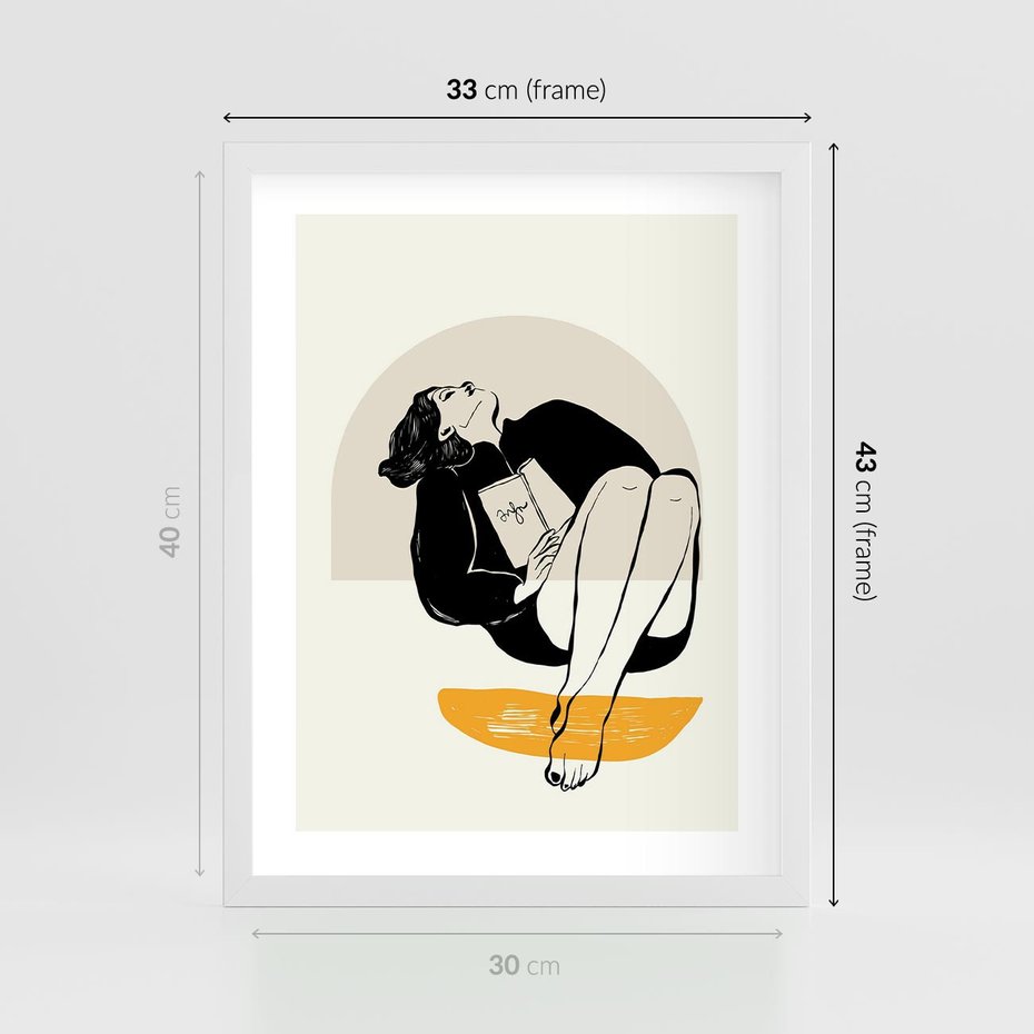 Plakat w ramie 30x40 - Kształt Kobiecego Portretu - grafika, kobieta - rama biała