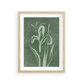 Plakat w ramie 30x40 - Zielony Oddech - zielona abstrakcja, zgaszona zieleń - rama drewno