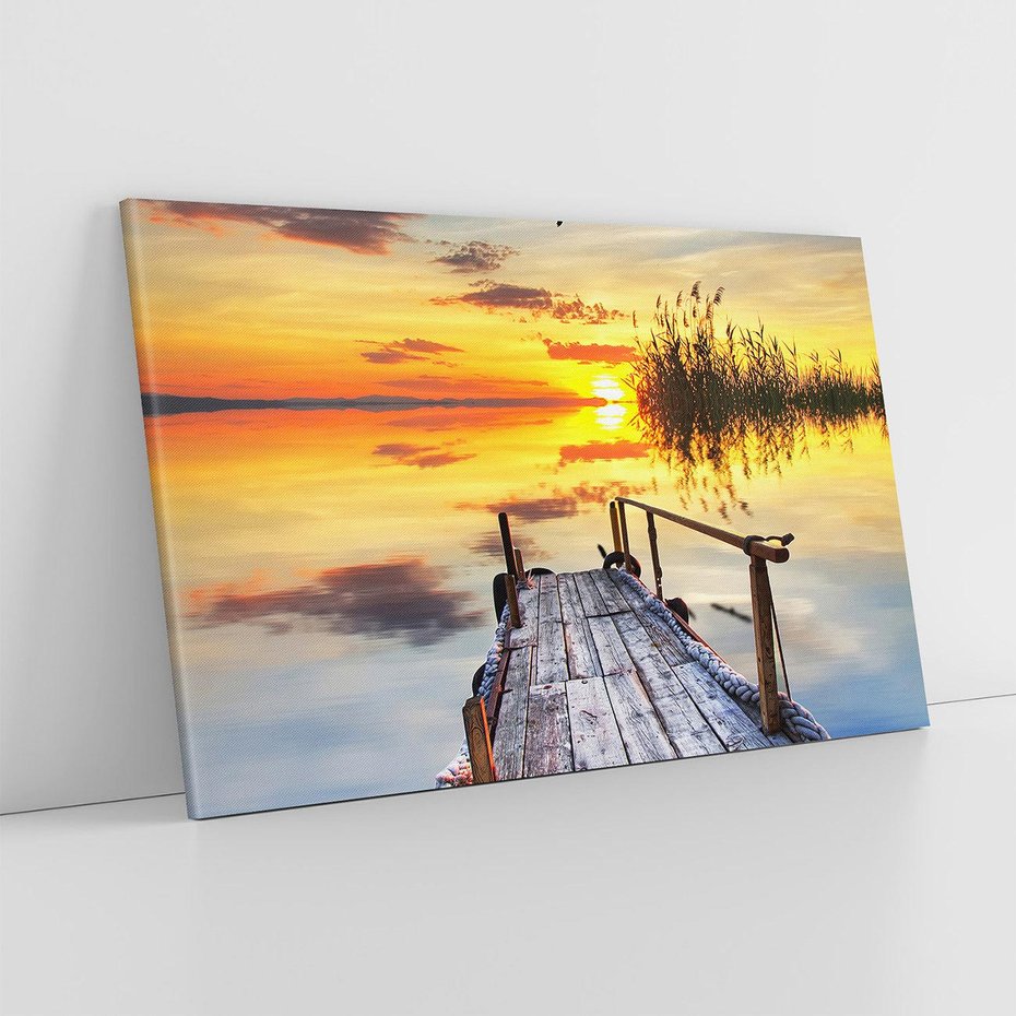 Obraz na płótnie 120x80 - Zachód słońca na pomostach - zachód, słońca