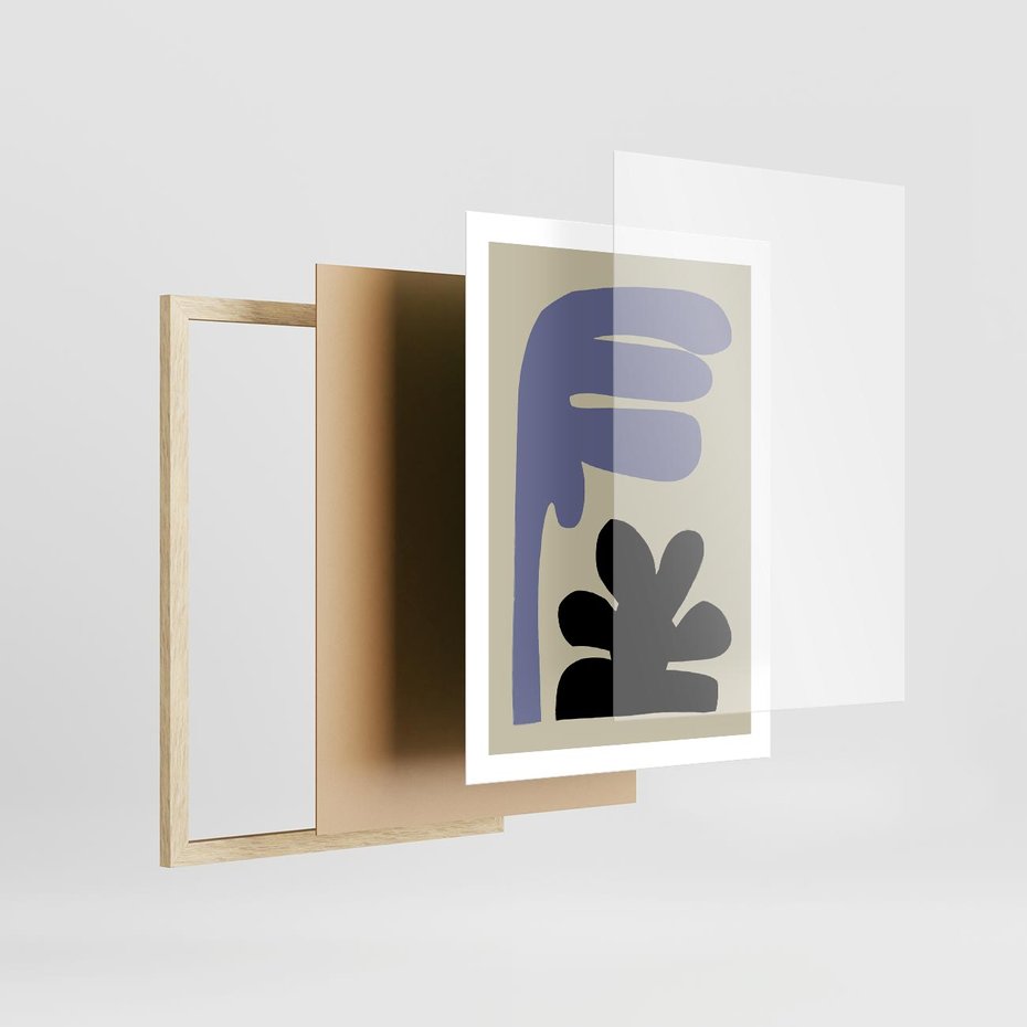 Plakat w ramie 50x70 - Abstrakcyjne Interakcje Form - minimalizm, boho plakat - rama drewno