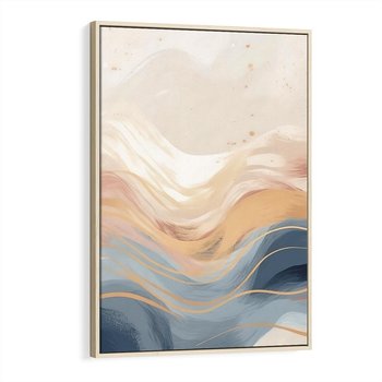 Obraz w ramie 80x120 - Ukojenie Współczesności - abstrakcyjne fale, gładkie linie - rama drewno