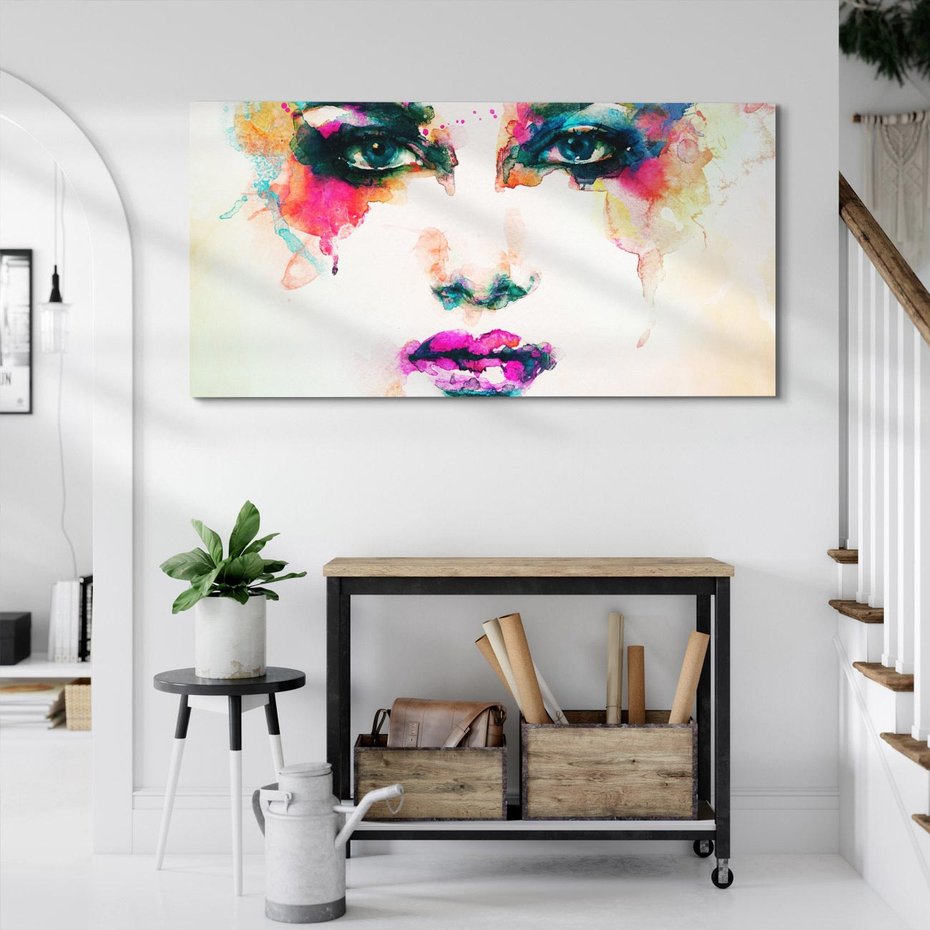 Obraz na płótnie 120x60 - Eteryczna Głębia Dusz - portret twarz kobiety, wyraziste oczy