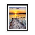 Plakat w ramie 40x50 - Zachód nad jeziorem z pomostem - pomost, jezioro - rama czarna