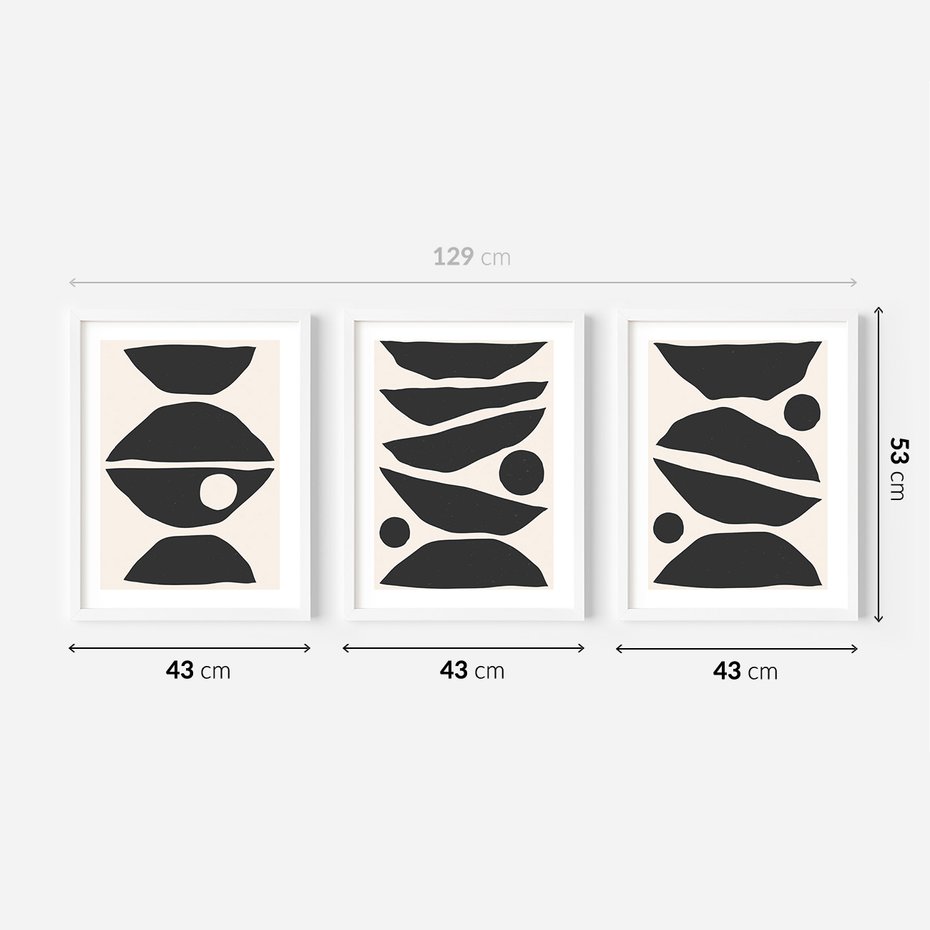 Zestaw obrazy w ramie 40x50 galeria - Abstrakcyjne, kształty, geometryczne - rama biała