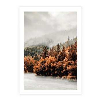 Plakat bez ramy 21x30 - Jesienna Mgła - las, góry