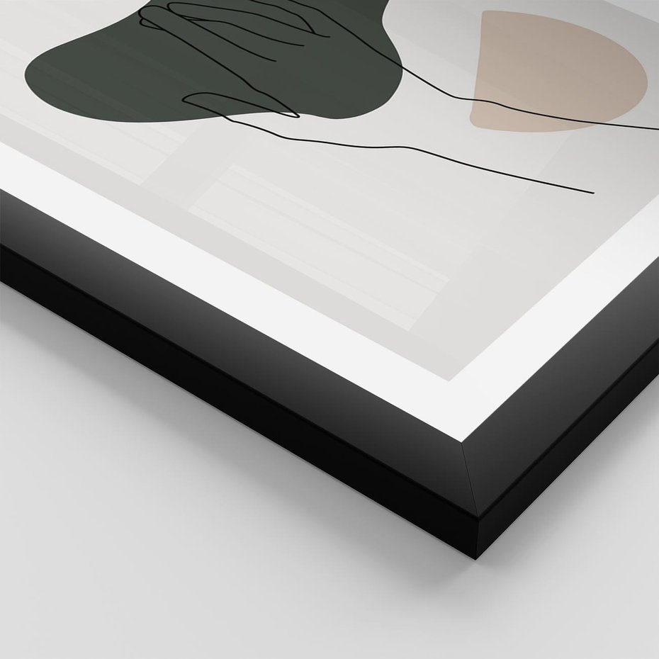 Plakat w ramie 50x70 - Bezczasowe Echo - szkic jedną linią, one line - rama czarna