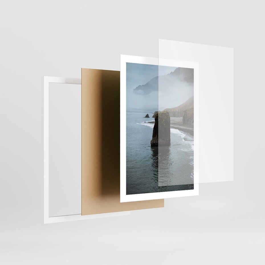 Plakat w ramie 50x70 - Mistyczna Aura - morze, mgła - rama biała