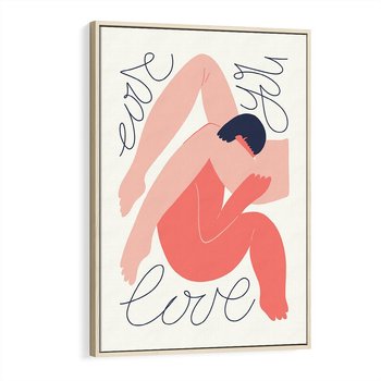 Obraz w ramie 70x100 - Dźwięk ciszy na płótnie - para zakochanych, graficzny obraz - rama drewno