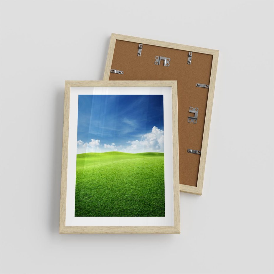 Plakat w ramie 30x40 - Łąka pod Niebem - łąka, niebo - rama drewno