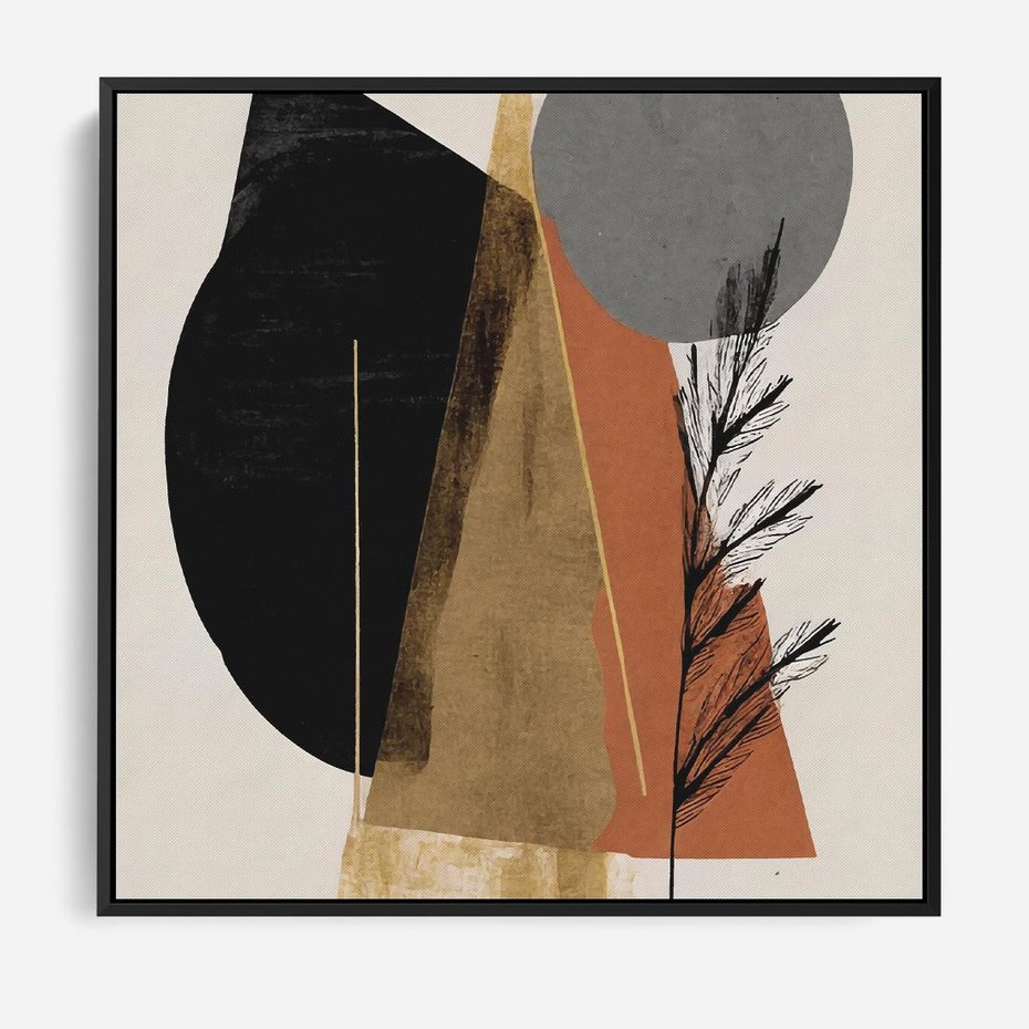 Obraz w ramie 50x50 - Wibracje Barw Ziemi - abstrakcyjny obraz, dziwne formy - rama czarna