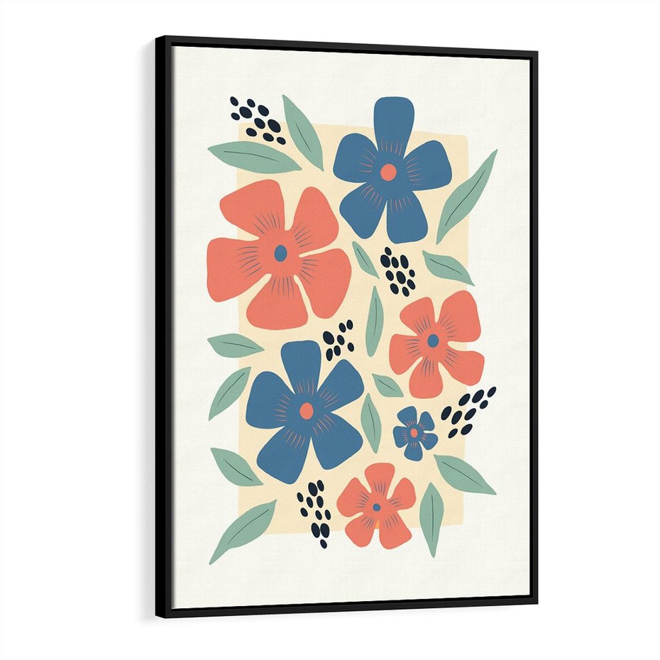 Obraz w ramie 50x70 - Kolorowe liście tęsknot - minimalistyczny plakat, grafika - rama czarna
