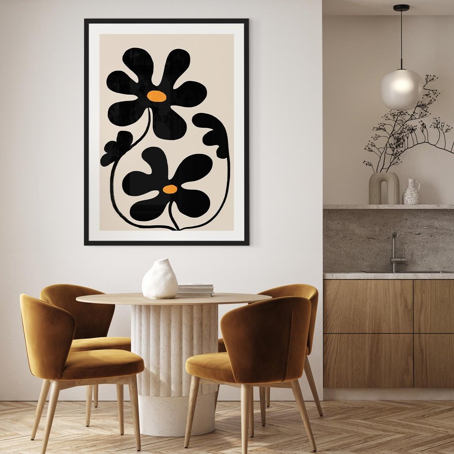 Plakat bez ramy 40x50 - Wyjątkowość Boho - minimalistyczny abstrakcyjny obraz, prymitywne kwiaty