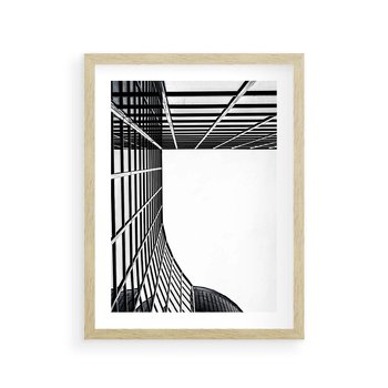 Plakat w ramie 50x70 - Minimalizm Wysokości - architektura, czarno białe zdjęcie - rama drewno
