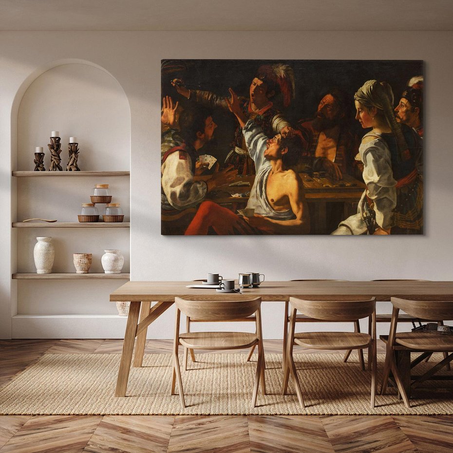 Obraz na płótnie 100x70 - Card and Backgammon Players (ok. 1595), Caravaggio - reprodukcja, obraz na płótnie