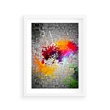 Plakat w ramie 40x50 - Ekspresja Graffiti - farba, graffiti - rama biała