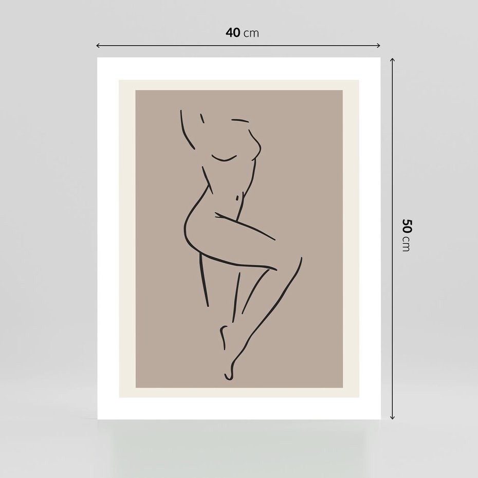 Plakat bez ramy 40x50 - Zanikająca Wyobraźnia - mnimalistyczny akt, beżowa tonacja