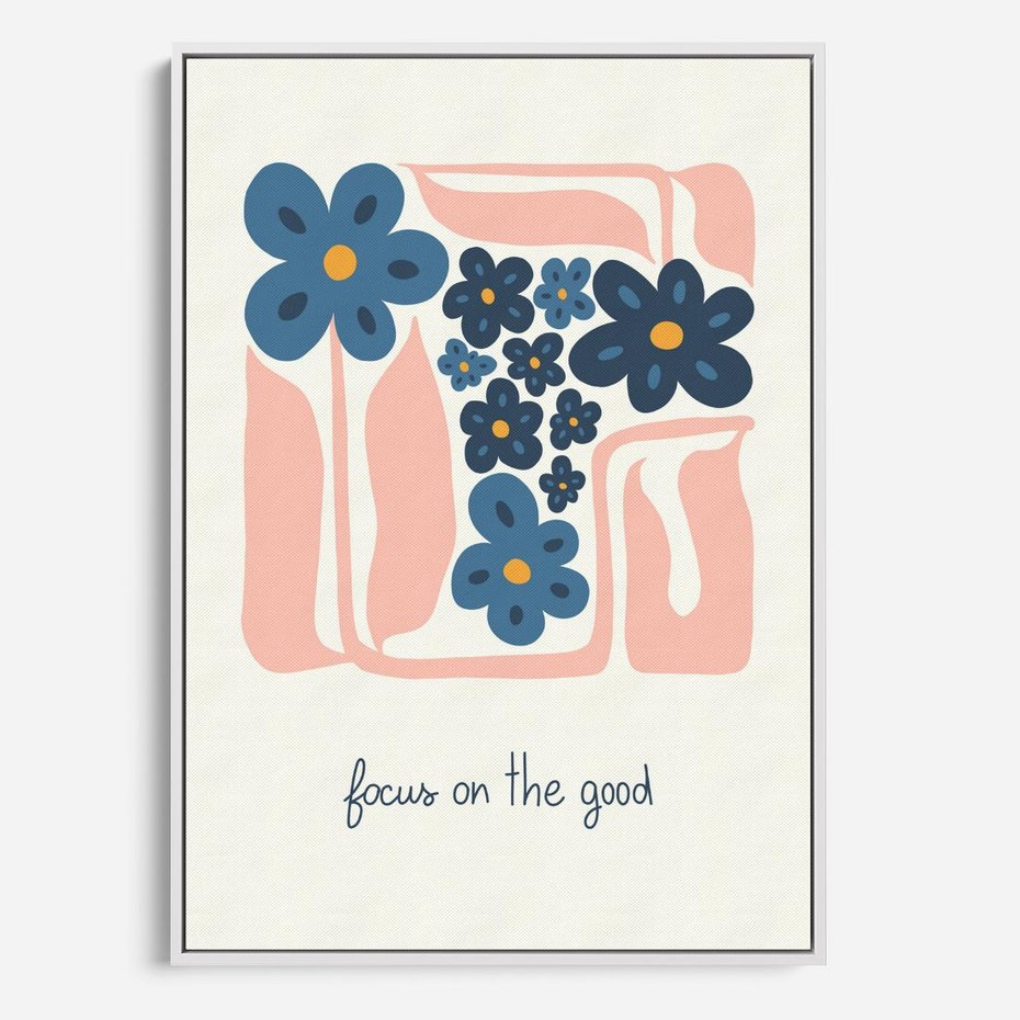 Obraz w ramie 80x120 - Linie kwiatowych marzeń - minimalistyczna kwiatowa kompozycja, pastelowe kolory - rama biała