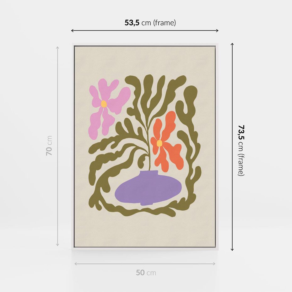 Obraz w ramie 50x70 - Kolorowe Echa - kwiaty, abstrakcja - rama biała